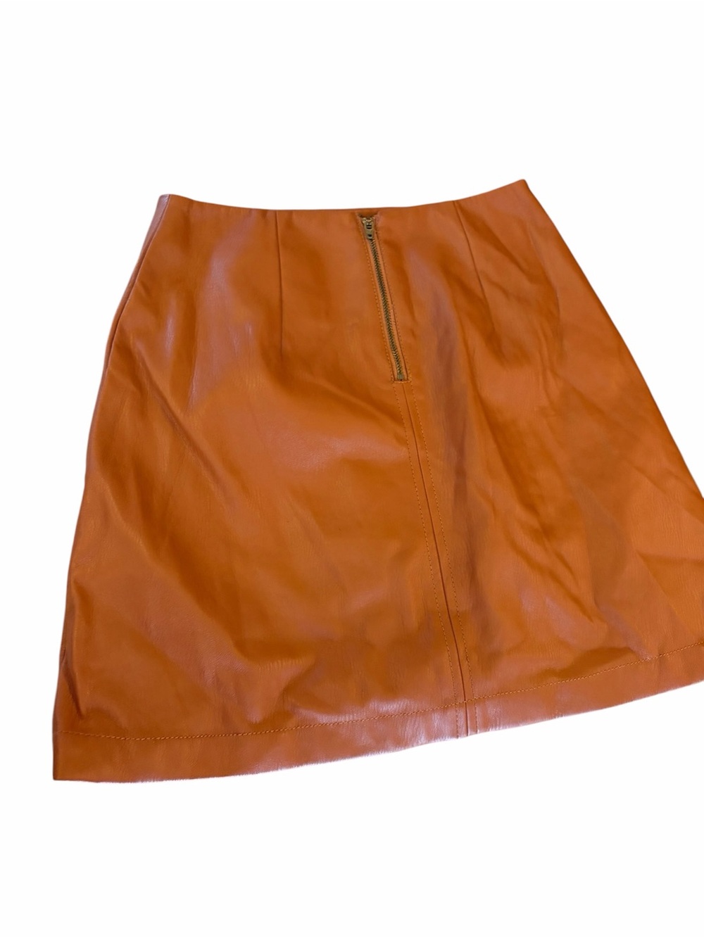Anthropologie Maeve The Colette A Line Mini Skirt Faux Leather Cognac XXS - Picture 6 of 8